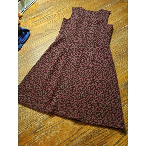 Ann Taylor Loft 2P Sleeveless Dress Wine Black Rear Zip Petite Sundress - Picture 3 of 3